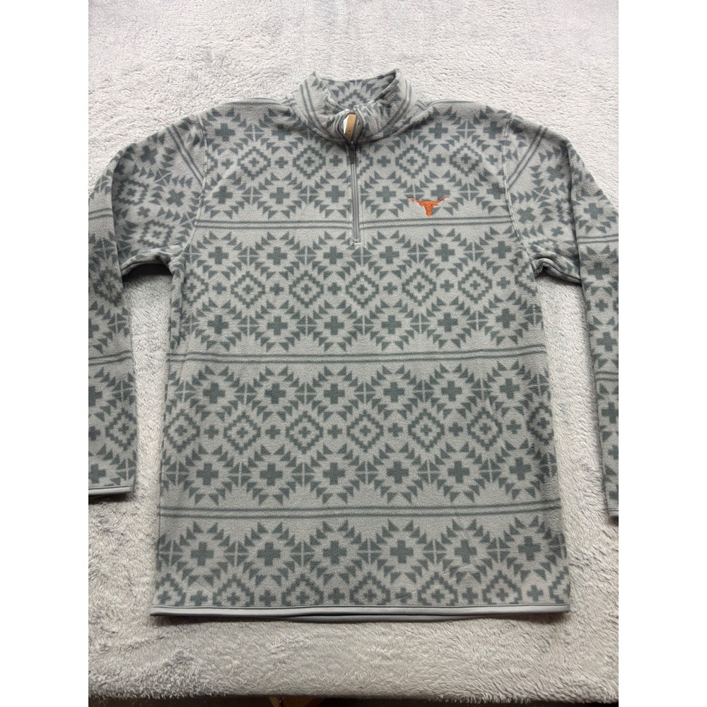 Rivalry Threads Texas Longhorns Mens Grey Aztec Fleece Quarter Zip‎ Pullover M